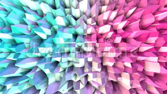 抽象简单的蓝色粉红色低聚三维表面作为超现实景观软几何低聚运动背景视频的预览图