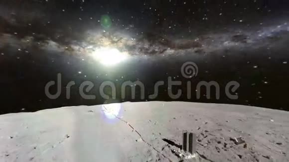 月亮和发光的银河系和星星视频的预览图