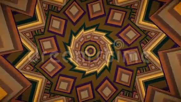 彩色暖棕色万花筒无缝曼陀罗分形装饰瑜伽视频的预览图