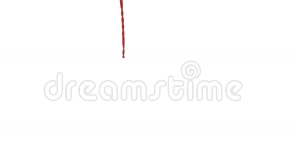 红色油漆在白色背景上飞溅滴落在白色上3D渲染与阿尔法面具背景视频的预览图