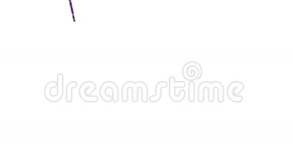 紫罗兰色的颜料在白色的背景上飞溅滴在白色上3D渲染与阿尔法面具视频的预览图