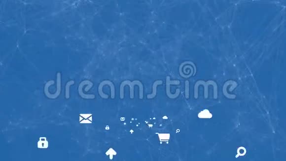 蓝色背景上的连接网络视频的预览图
