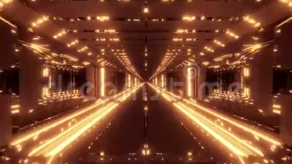 未来感scifi隧道走廊与热发光金属3d渲染运动背景活壁纸无尽循环视频的预览图