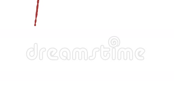 红色油漆在白色背景上飞溅滴落在白色上3D渲染与阿尔法面具背景视频的预览图