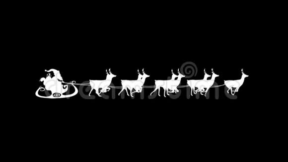 穿着驯鹿拉的雪橇的圣诞老人视频的预览图