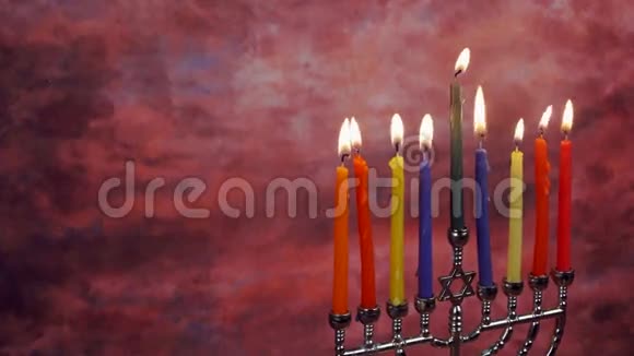 犹太节日光明节创作背景与menorah从上面看重点是视频的预览图