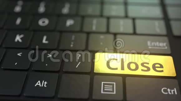 黑色电脑键盘和金色关闭键概念三维动画视频的预览图