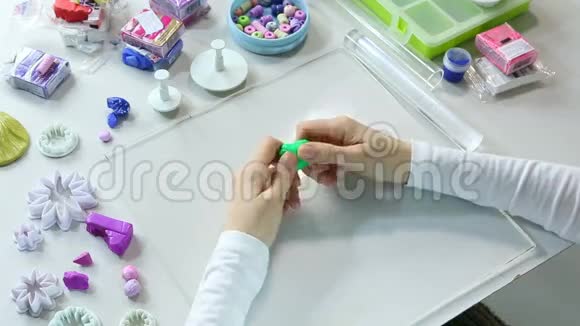 艺术家用高分子粘土制作珠宝工艺讲习班视频的预览图