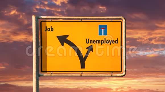 就业和失业的街道标志视频的预览图