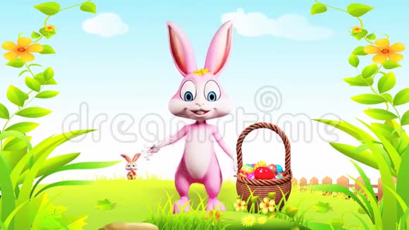 快乐的复活节兔子打招呼视频的预览图