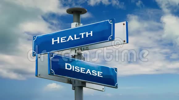 健康与疾病的街道标志视频的预览图