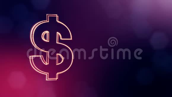 商人的美元标志和徽章发光粒子的金融背景具有景深的3D循环动画视频的预览图