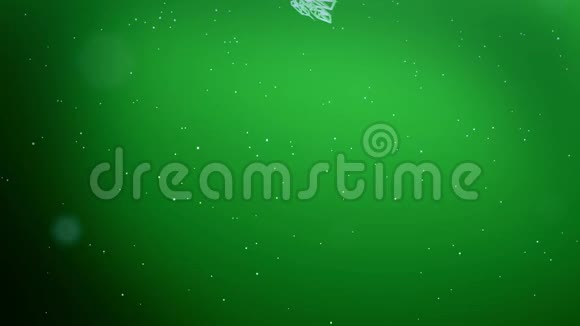 美丽的3d雪花落在绿色背景上用作圣诞节新年贺卡或冬季环境的动画视频的预览图