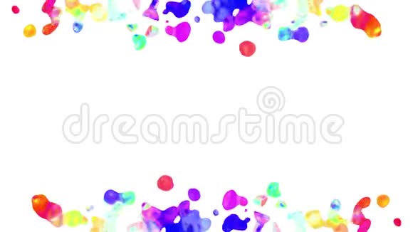 彩虹五彩斑斓的颜料飞溅的水滴蔓延动荡的抽象绘画动画背景新的独特视频的预览图