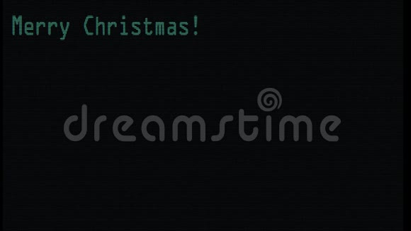 手写圣诞快乐字写在绿色旧LED液晶管电脑显示屏关闭像素动画片视频的预览图