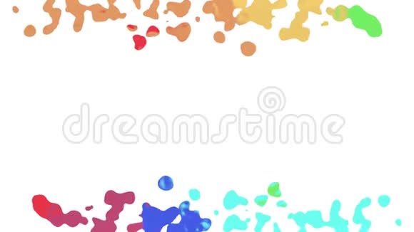 彩虹五彩斑斓的颜料飞溅的水滴蔓延动荡的抽象绘画动画背景新的独特视频的预览图