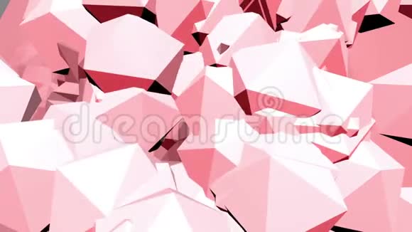 玫瑰或粉红色低聚挥动表面作为卡通背景红色多边形几何振动环境或脉动视频的预览图