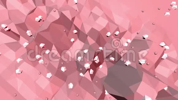 玫瑰或粉红色低聚挥动表面作为卡通现代背景红色多边形几何振动环境或视频的预览图