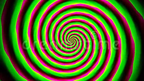 明亮的彩色螺旋旋转在白色背景上的动画抽象插图五彩缤纷的动画视频的预览图