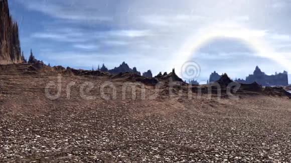 幻想外星人星球岩石和湖泊3D示例4K视频的预览图