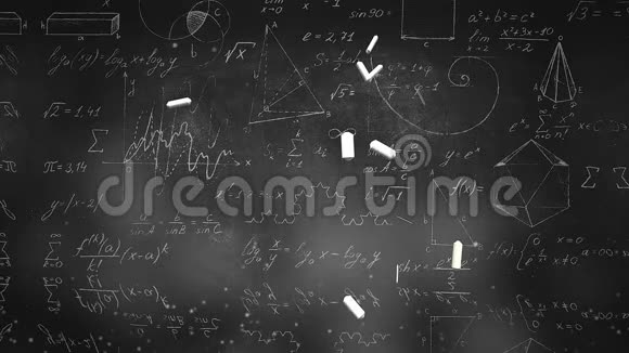 黑板上的数学公式和元素教育主题的学校背景视频的预览图