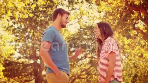快乐情侣在公园里自拍视频的预览图