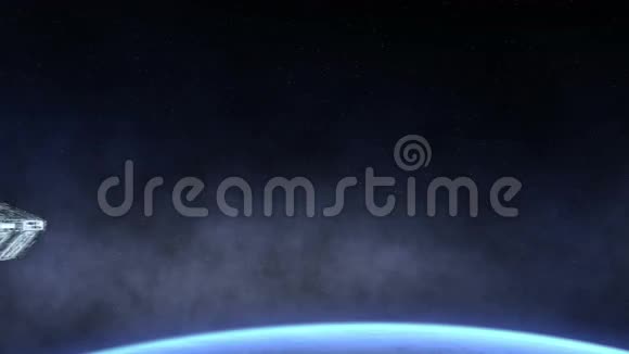 宇宙飞船地球行星视图现实的4k动画视频的预览图