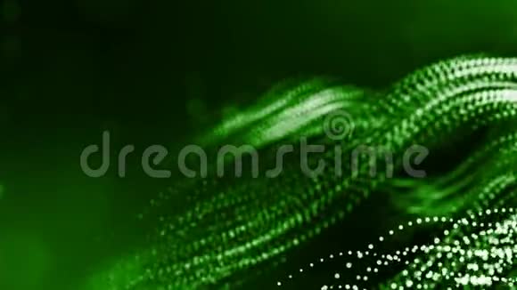 发光粒子的三维渲染作为科幻背景或具有粒子的现代抽象绿色背景视频的预览图
