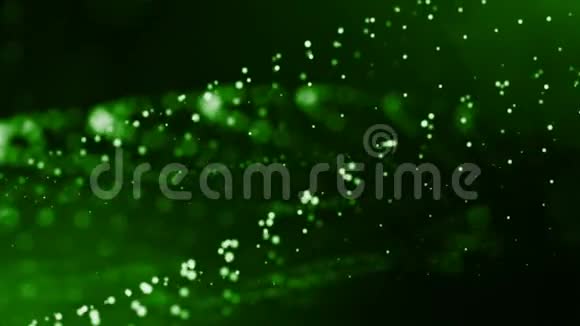 发光粒子的三维渲染作为科幻背景或具有粒子的现代抽象绿色背景视频的预览图