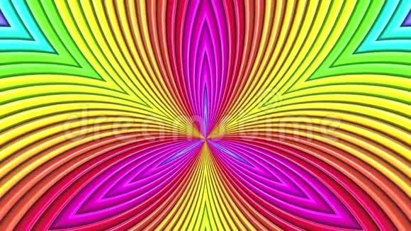 彩虹颜色抽象条纹背景在4k与明亮的光泽油漆平滑的无缝动画渐变色视频的预览图