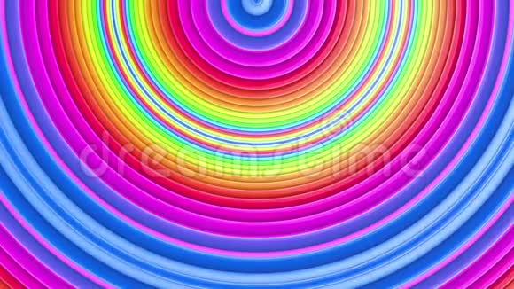 彩虹颜色抽象条纹背景在4k与明亮的光泽油漆平滑的无缝动画渐变色视频的预览图