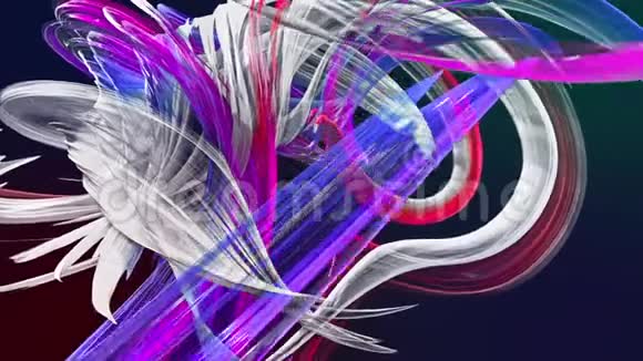抽象线条在运动中作为无缝的创意背景五颜六色的条纹在圆形的形成中扭曲装载3d视频的预览图