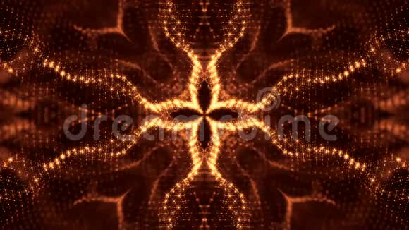 带有辉光粒子的三维循环科幻动画形成滚动字符串结构像暗金数码一样的无缝镜头视频的预览图