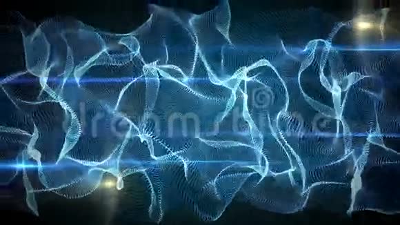 黑色背景上的蓝色抽象波视频的预览图