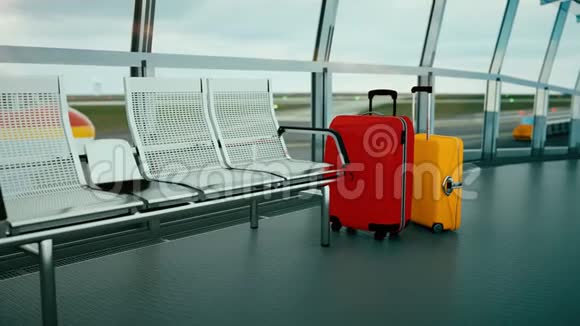 机场候机室的旅行行李旅游旅游旅游旅游的概念视频的预览图