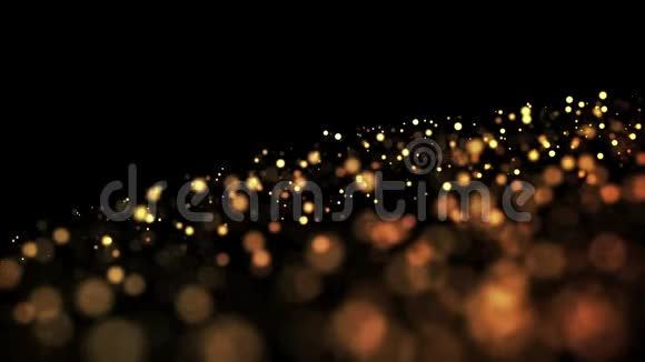 液体中的金粒子漂浮和闪烁背景有闪闪发光的金色粒子景深和波克卢马视频的预览图