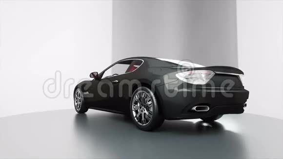 豪华黑色跑车与红色皮革内饰逼真的4K动画视频的预览图
