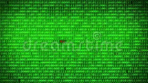 绿色二进制代码的墙揭示VIRUSDECTED二进制数据矩阵的背景视频的预览图
