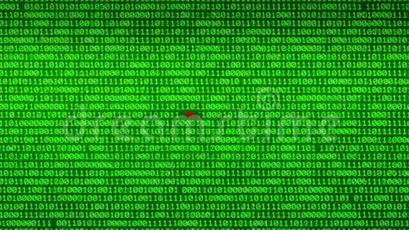 绿色二进制代码墙揭示数字数据矩阵背景视频的预览图
