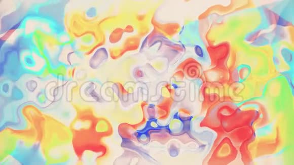 数码湍流彩色颜料在白色抽象动画背景上的混合新的独特品质多彩欢乐视频的预览图