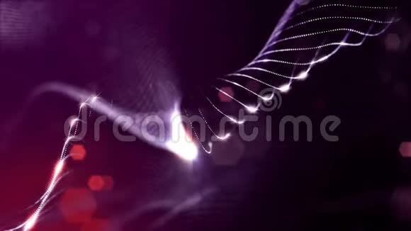 发光粒子形成科幻宇宙背景循环三维动画红色视频的预览图