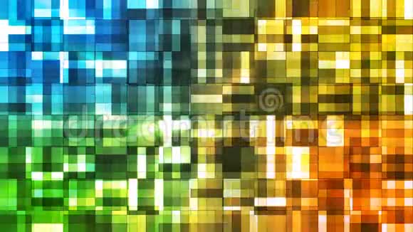 广播闪烁挤压高科技区块多颜色抽象可循环4K视频的预览图