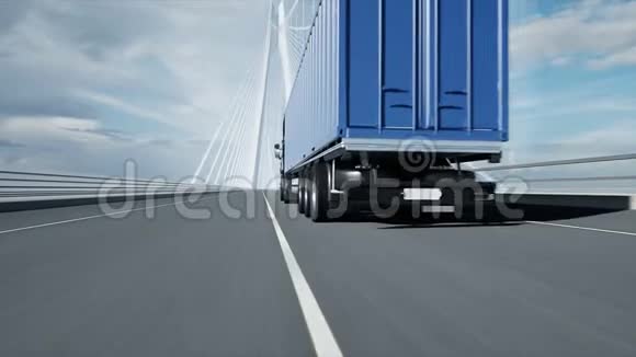 桥上卡车的三维模型4k动画视频的预览图