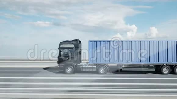 桥上卡车的三维模型4k动画视频的预览图