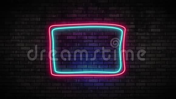 砖墙上的霓虹灯框架灯视频的预览图