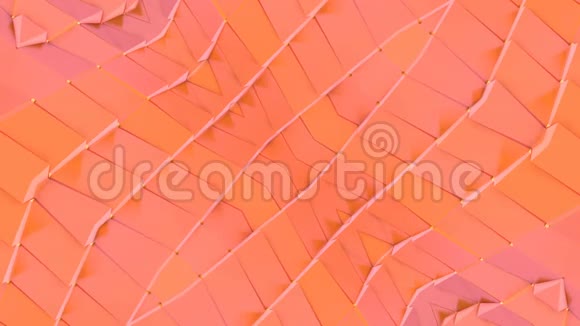 抽象简单的三维背景橙色渐变色低多边形风格作为现代几何背景或数学背景视频的预览图