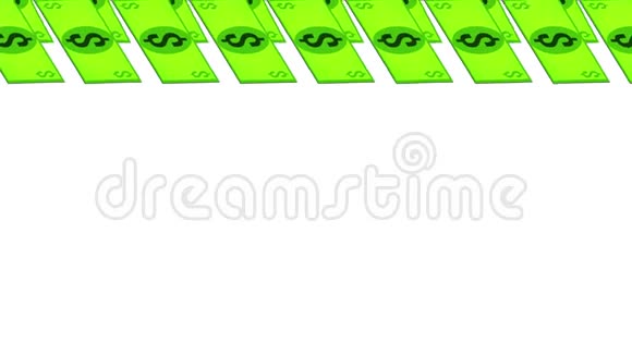 美元账单落在白色背景上等距隔离视频的预览图