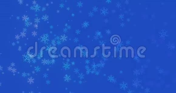 圣诞蓝色背景雪花飘落视频的预览图