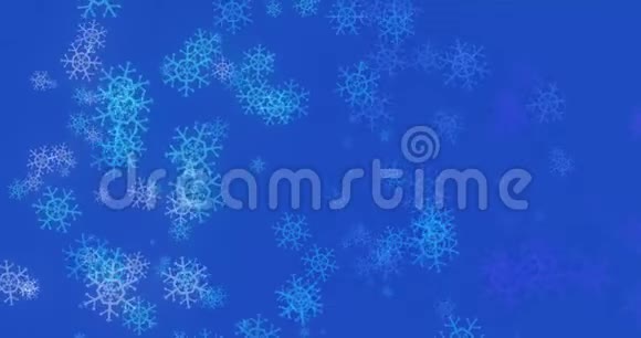 圣诞蓝色背景雪花飘落视频的预览图