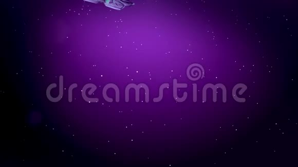 装饰3d雪花在紫色背景上在空中飞舞用作圣诞新年贺卡或冬季动画视频的预览图